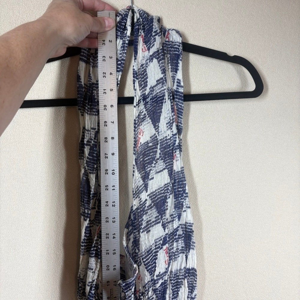 Free‎ People Navy White Geometric Diamond Print Crinkle Gauze Reusable Bag - Picture 4 of 6